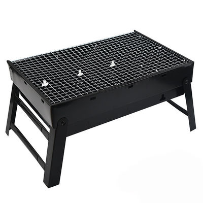 Ατσάλινα Grill BBQ αναδιπλούμενο φορητό μπάρμπεκιου Charcoal Grill για πικνίκ σε μαύρο