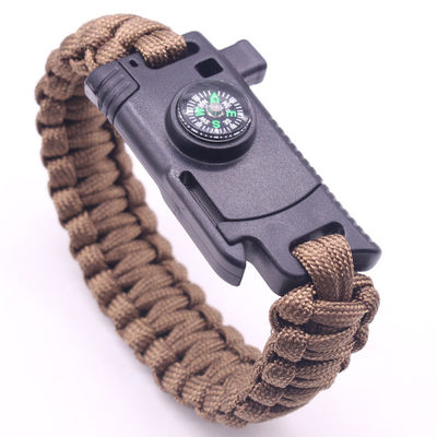 Εξωτερική κατασκήνωση Paracord επιβίωση βραχιόλι Fire Starter πυξίδα και μαντήλι 6-8 ίντσες