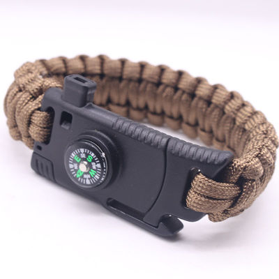 Εξωτερική κατασκήνωση Paracord επιβίωση βραχιόλι Fire Starter πυξίδα και μαντήλι 6-8 ίντσες