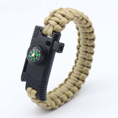 Εξωτερική κατασκήνωση Paracord επιβίωση βραχιόλι Fire Starter πυξίδα και μαντήλι 6-8 ίντσες