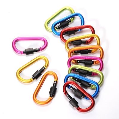 D σχήμα Αλουμινίου Keychain Carabiner Clip με βίδα κλειδαριά Κρατήστε τα κλειδιά σας ασφαλή και ασφαλές