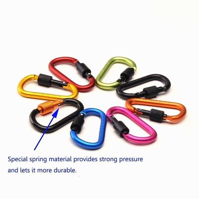 D σχήμα Αλουμινίου Keychain Carabiner Clip με βίδα κλειδαριά Κρατήστε τα κλειδιά σας ασφαλή και ασφαλές